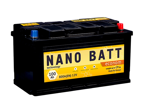 Аккумулятор NANO BATT  Econom  -100 +левый 800 A