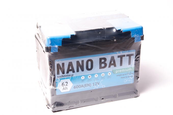 Аккумулятор NANO BATT Premium - 62 +левый 600 A