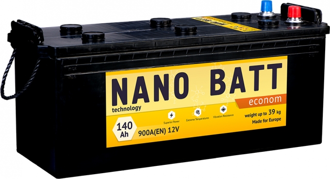Аккумулятор NANO BATT  Econom - 140 +левый (900 пуск) 2020!!!