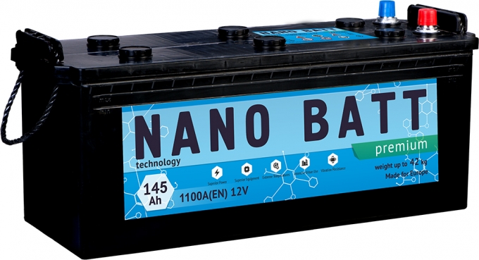 Аккумулятор NANO BATT  Premium - 145 (евробанка) (1100 пуск)2020!!!