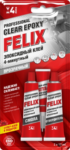 Клей эпоксидный для пластмасса  профессиональный FELIX (прозрачный)