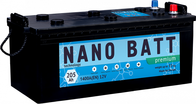 Аккумулятор NANO BATT  Premium - 205 (евробанка) (1400 пуск)2020!!!