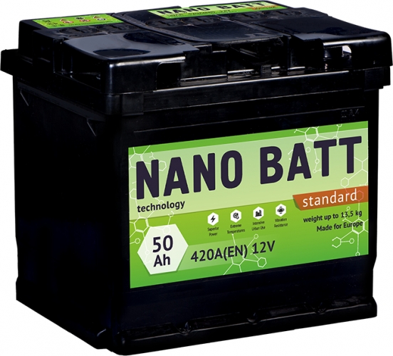 Аккумулятор NANO BATT  Standart - 50 +левый (420 пуск) 2018