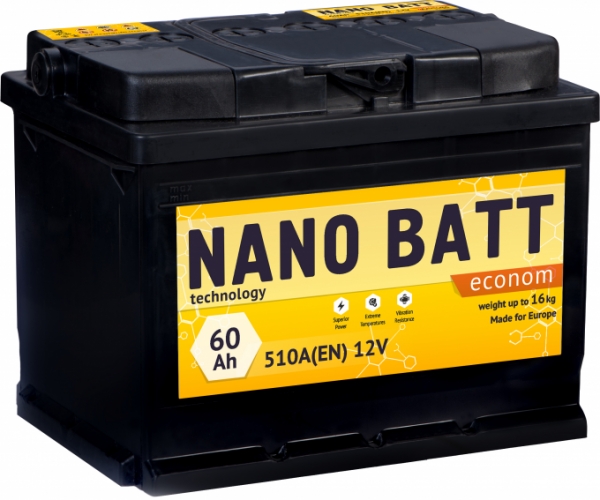 Аккумулятор NANO BATT  Econom - 60 +левый (510 пуск)2020!!!