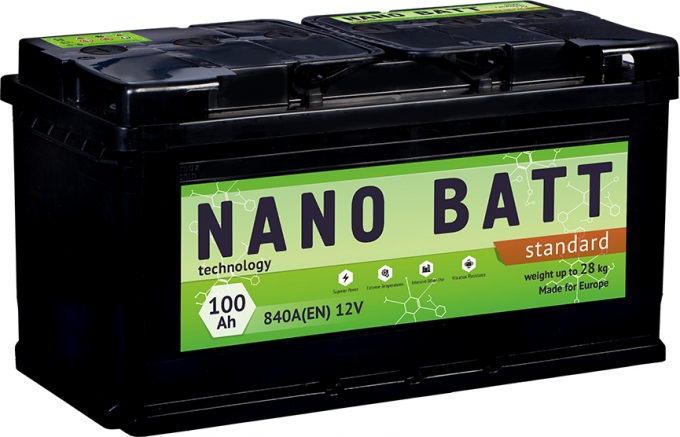 Аккумулятор NANO BATT  Standart - 100 +правый (840 пуск)2020!!!