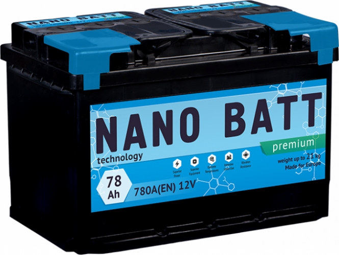 Аккумулятор NANO BATT  Premium - 78 +левый (780 пуск)2020!!!