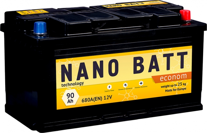 Аккумулятор NANO BATT  Econom - 90 +левый 680 пуск