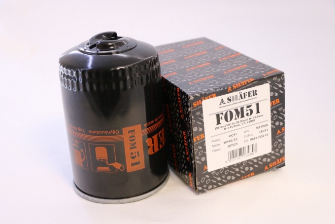 Фильтр масляный SHAFER FOM51 (SCT  SM108) VW 76-00 Diezel, D=93,4mm, H=145,2mm, 3/4-16UNF