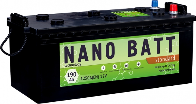Аккумулятор NANO BATT Standart - 190 евробанка 1250 A