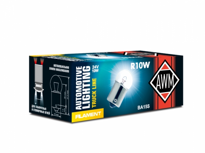 Лампа накаливания AWM R10W 12V 10W (BA15S)