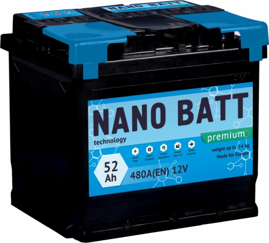 Аккумулятор NANO BATT Premium - 52 +правый 480 A