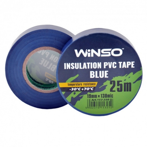Изолента WINSO ПВХ синяя 25 м; 19 мм; 130 мк (10/200шт) 153250
