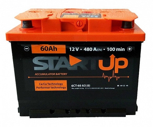 Аккумулятор StartUp -60 +правый (0) (480 пуск)