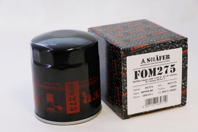 Фильтр масляный SHAFER  FOM275  Toyota 2.0D-4.2D, 81-07, D=102mm, H=122mm, M24x1.5