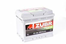 Аккумулятор ZUBR Premium - 63A +правый 550 А